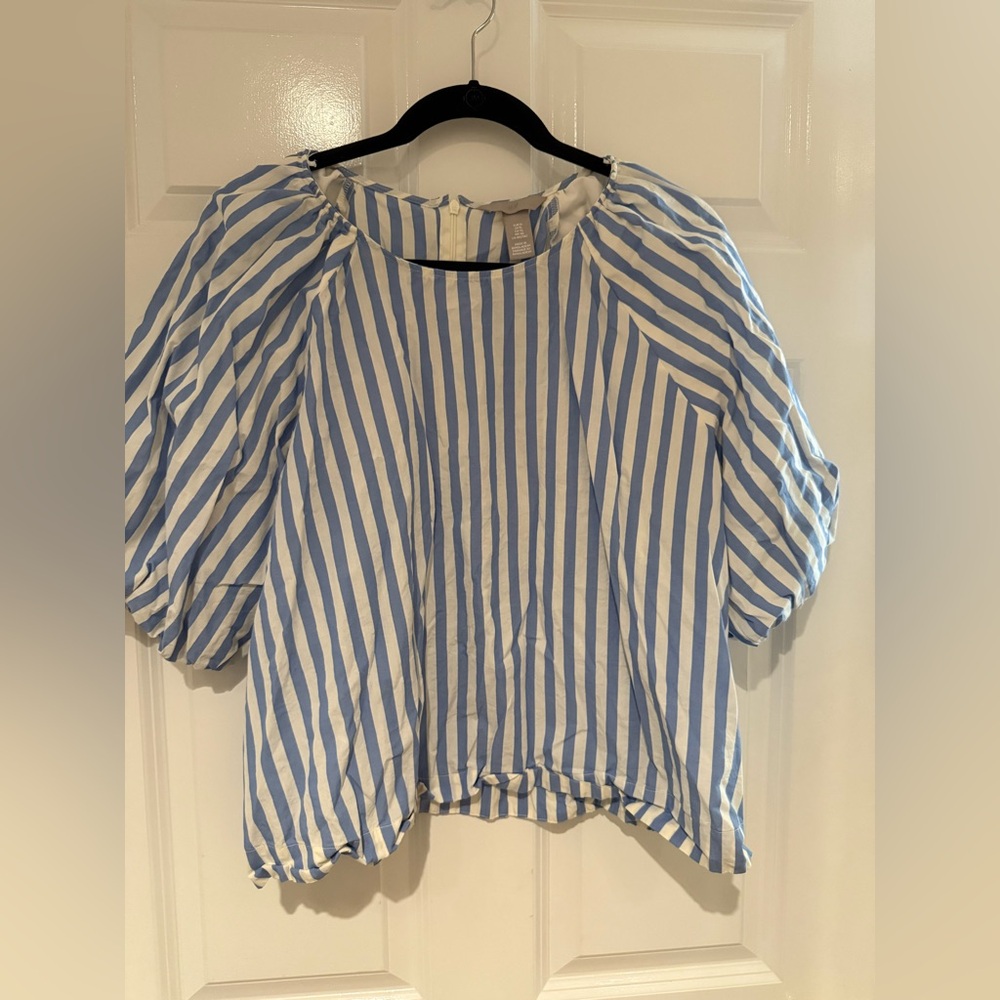 H&M Blue and White Striped Blouse